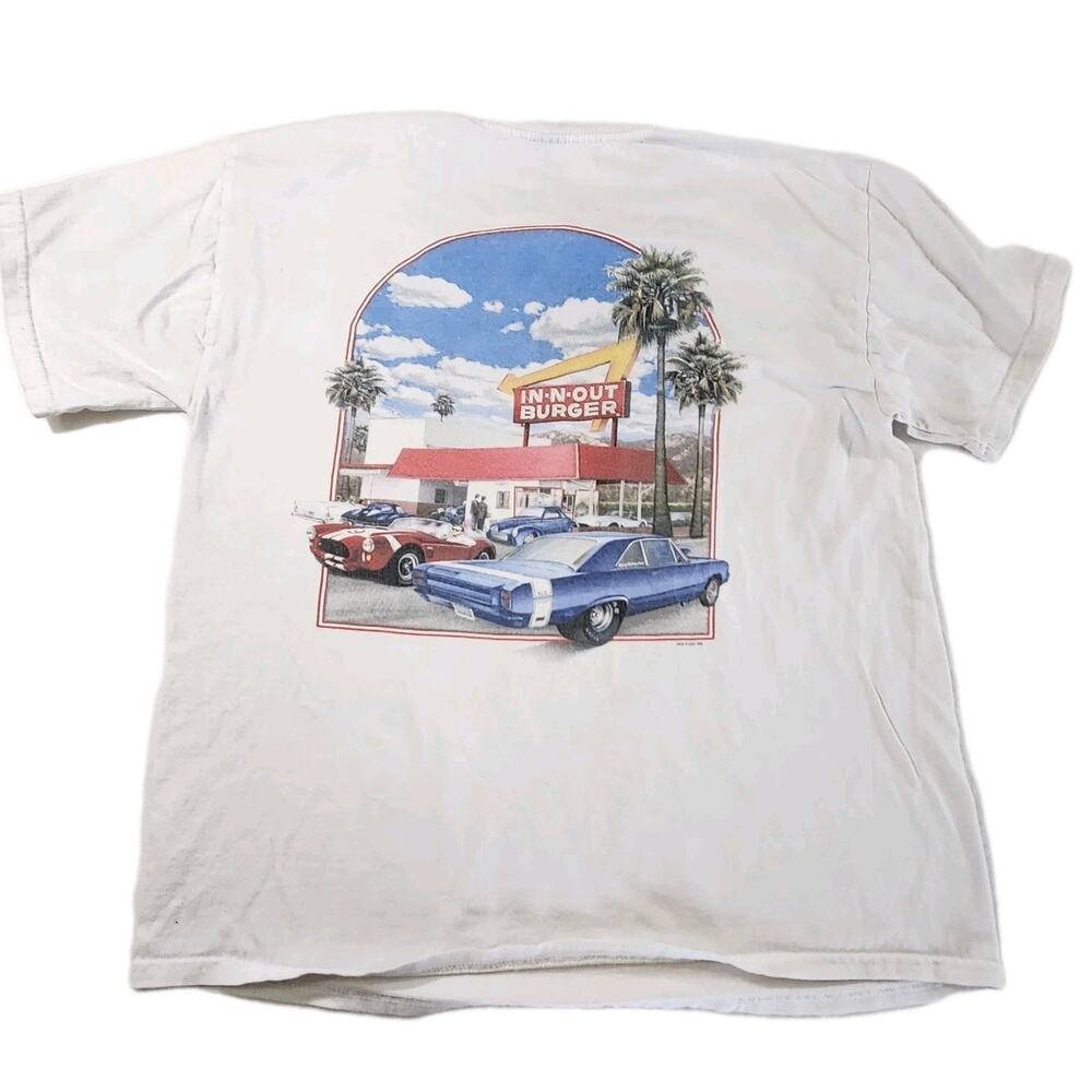 VTG 1999 IN N OUT BURGER DRIVE IN PROMO T SHIRT Fast Food Sz Medium Hanes Beefy
